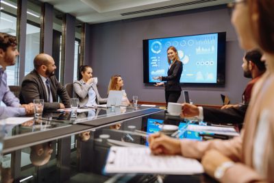 Business people on business meeting, talking about financial opportunities