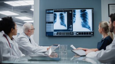 A group of doctors looking at an x-ray