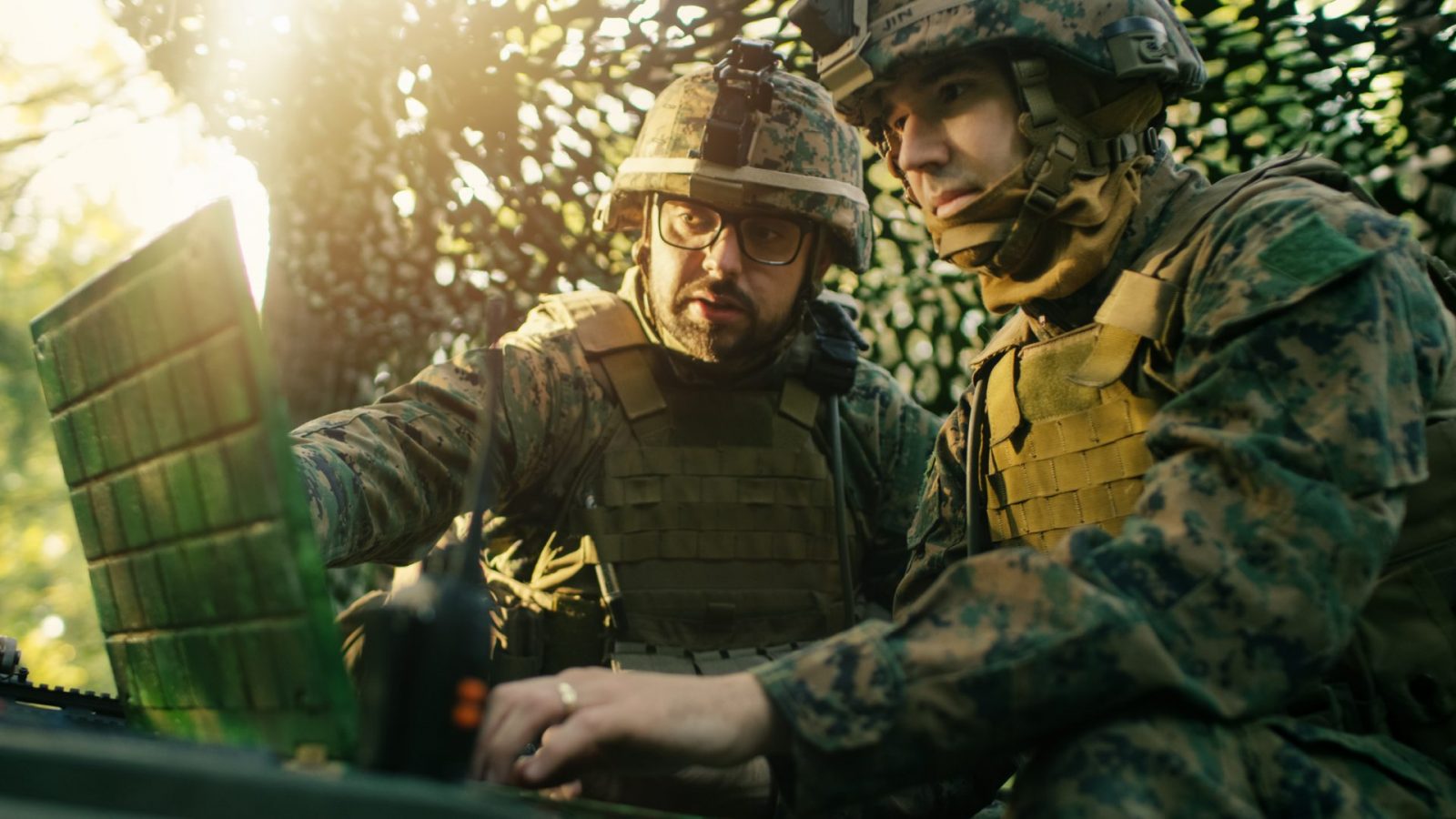 Military Staging Base, Officer Gives Orders to Chief Engineer