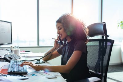 An employee busy working